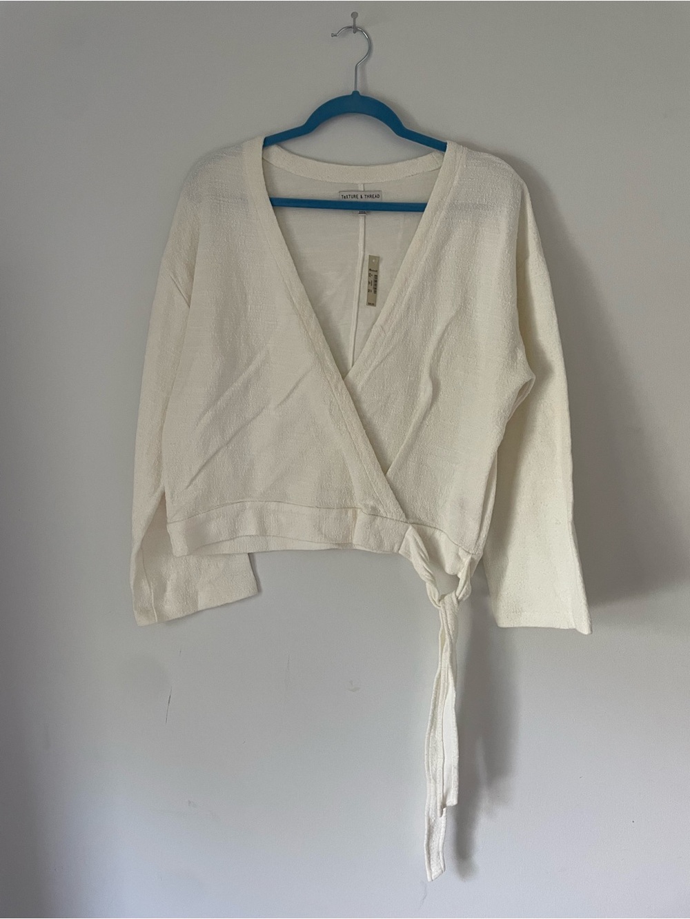 Madewell Ivory Wrap V-Neck Tie Waist Sweater